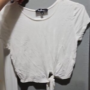 Lulu's Ivory Tie-Front Crop Top